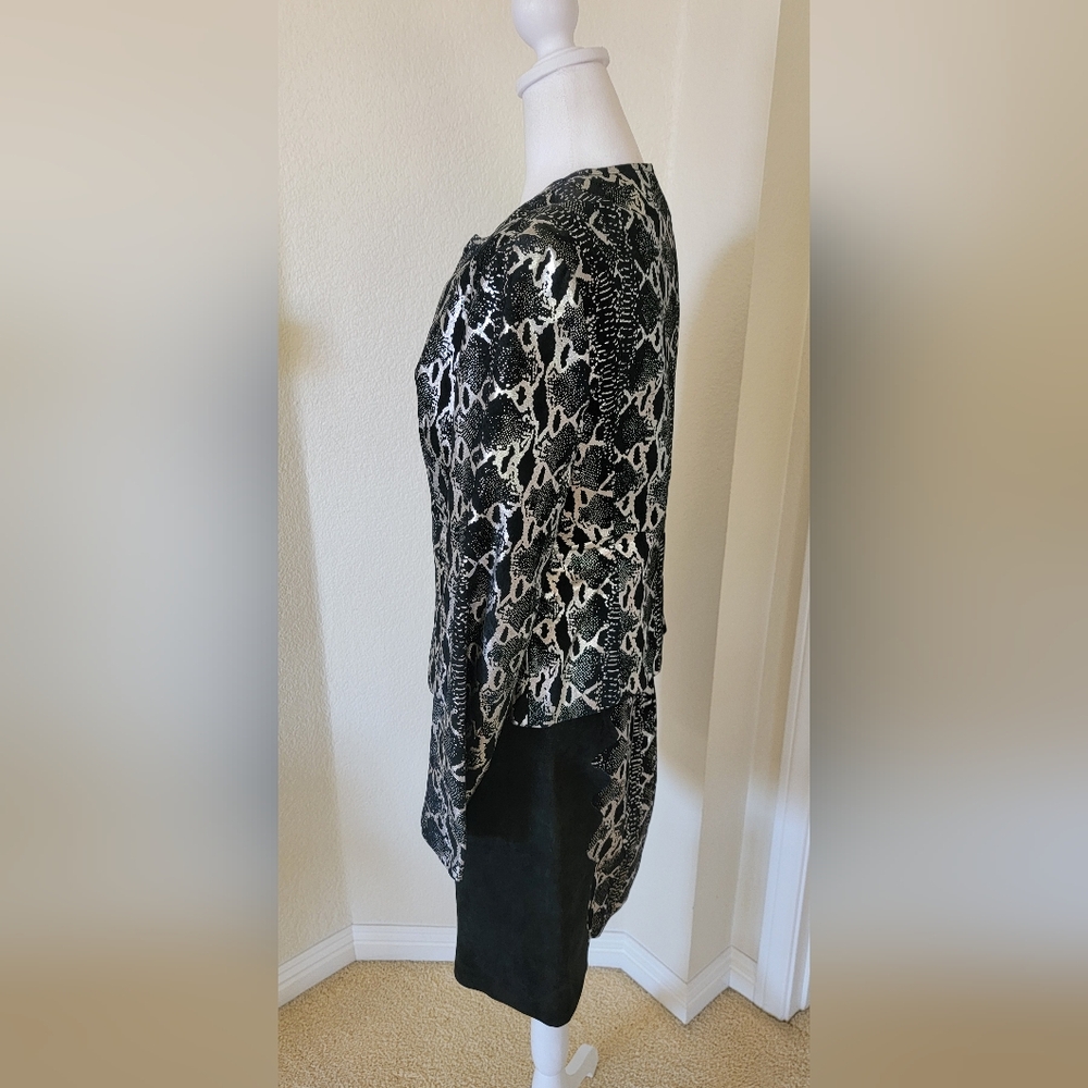 Black Metallic Silver Leather Suede Reptile Print by Metrostyle , Size 12 - Picture 2 of 11